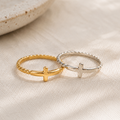 Beaded Stackable Cross Ring